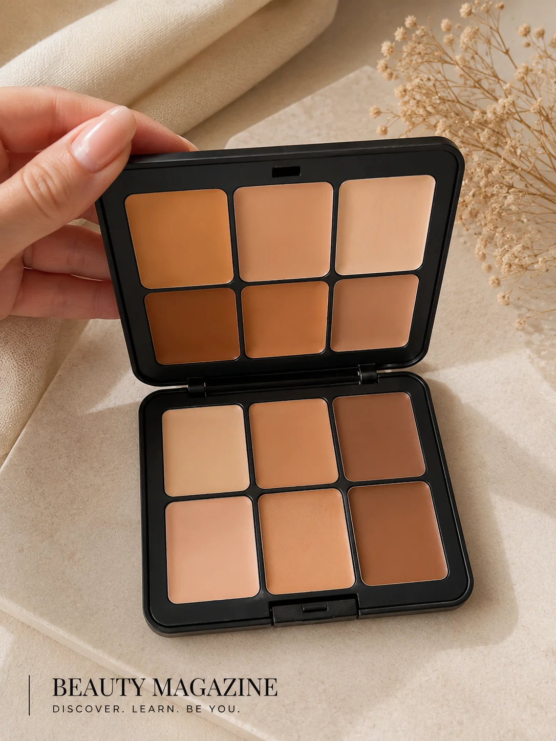 A professional corrector and concealer palette.