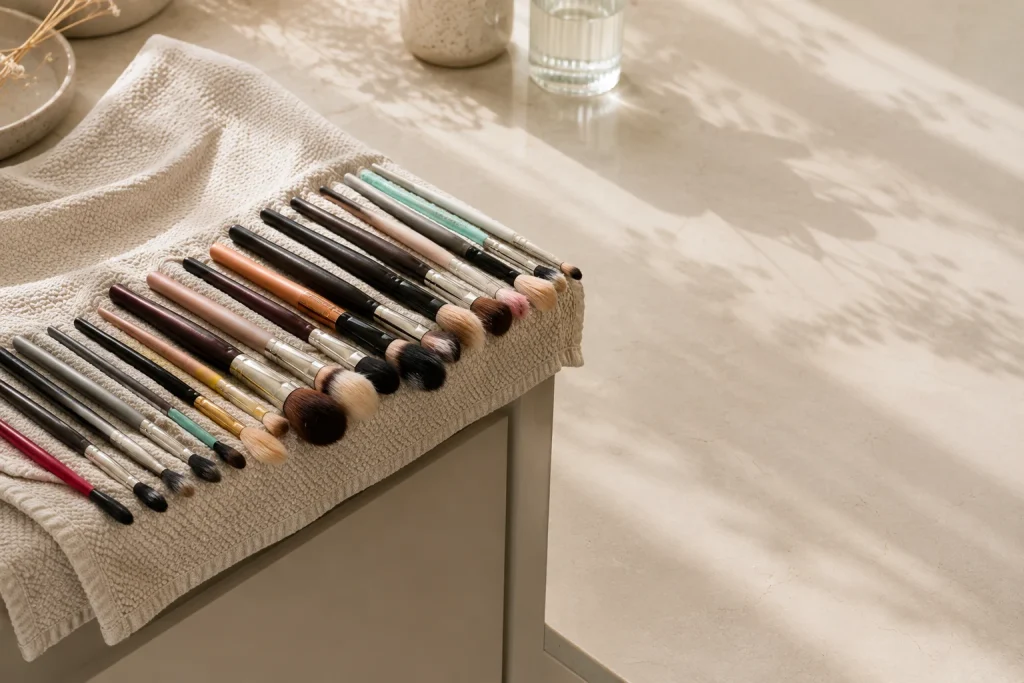 Cleaning makeup brushes.