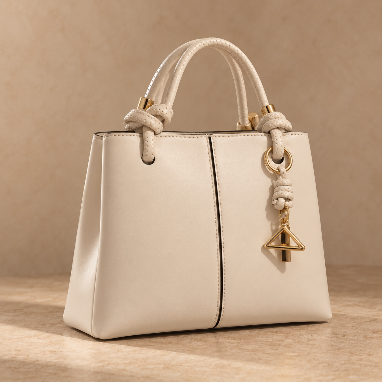 A structured cream ALDO handbag with gold hardware.