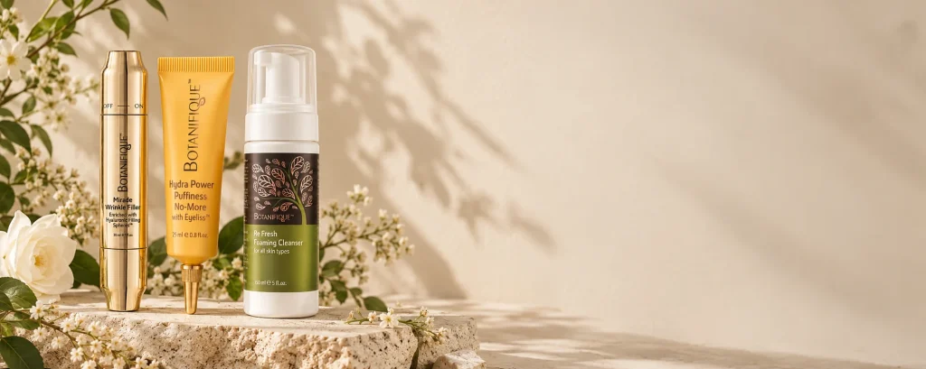 Miracle Wrinkle Filler, Hydra Power Puffiness No-More ו-Re Fresh Foaming Cleanser של Botanifique